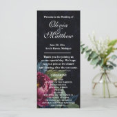 エレガントダークピンクフローラブラック結婚式 プログラム (スタンド正面)