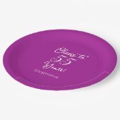 エレガントダークピンク応援55年55誕生日 ペーパープレート (アングル)