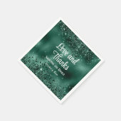 エレガントダークフェイクグリーングリッターとフォイル結婚ズ スタンダードカクテルナプキン (角)