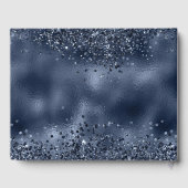 エレガントダークフェイクブルーグリッターとフォイル結婚ズ ゲストブック (裏面)