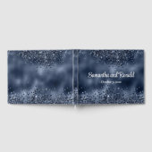 エレガントダークフェイクブルーグリッターとフォイル結婚ズ ゲストブック (全面)