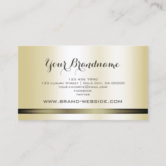 エレガントダークフレーム付きチャンパイネ金ゴールドシンプル 名刺 (裏面)