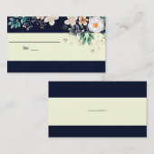 エレガントダークブルーフローラ結婚座席表 エンクロージャーカード (正面/裏面)