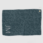 エレガントダークブルーヴィンテージフローラデザイン ゴルフタオル (横)