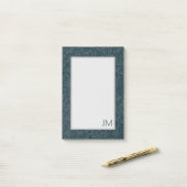 エレガントダークブルーヴィンテージフローラデザイン ポストイット (デスク上)