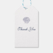 エレガントダークブルー結婚シェル ギフトタグ (正面)