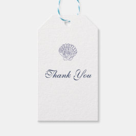 エレガントダークブルー結婚シェル ギフトタグ