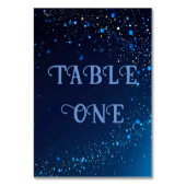 エレガントダークブルー結婚スパークル テーブルナンバー (正面)