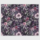 エレガントダークブロッサムパープル&ピンクローズDecompage ラッピングペーパー (フラット)