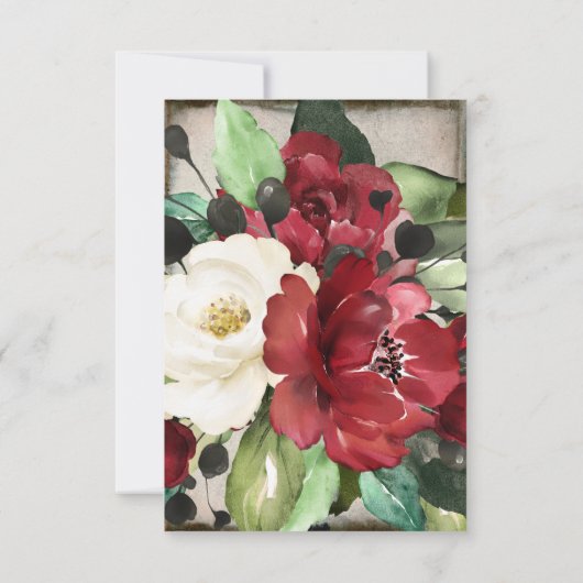 エレガントダークレッドフローラググランジレーゴシック結婚ズ サンキューカード (裏面)