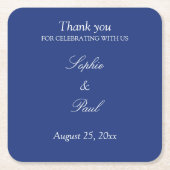 エレガントダーク結婚ブルー スクエアペーパーコースター (正面)