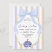 エレガントチノイスリーパンプキンブルーボウブライダルシャワー 招待状 (正面)