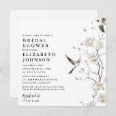 エレガントチノイスリーフローラガーデンブライダルシャワー 招待状 (正面/裏面)