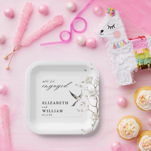 エレガントチノイスリーフローラガーデン婚約パーティ ペーパープレート (パーティー)