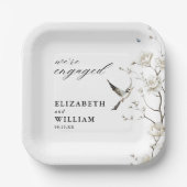 エレガントチノイスリーフローラガーデン婚約パーティ ペーパープレート (正面)