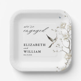エレガントチノイスリーフローラガーデン婚約パーティ ペーパープレート