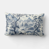 エレガントチノワセリーパゴダブルー&ホワイト風光明媚 ランバークッション (裏面)