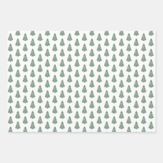 エレガントチャイノアイセリークリスマスツリータータンチェックホリデー ラッピングペーパーシート (正面)