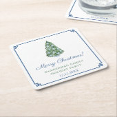 エレガントチャイノアイセリークリスマスツリーホリデーパーティー スクエアペーパーコースター (アングル)