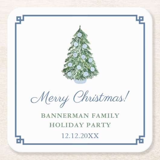 エレガントチャイノアイセリークリスマスツリーホリデーパーティー スクエアペーパーコースター (正面)