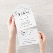 エレガントチャームすべて1つの結婚式招待状RSVP オールインワン招待状 (貼ってはがせる)