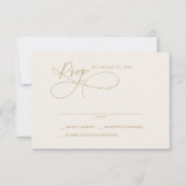 エレガントチャームアイボリーと金ゴールドシンプルRSVPカード 出欠カード (正面)