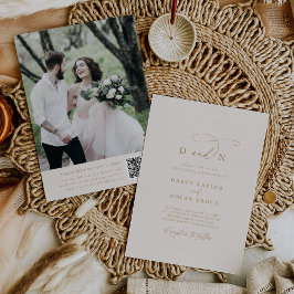エレガントチャームアイボリーフォト結婚式招待状RSVP 招待状