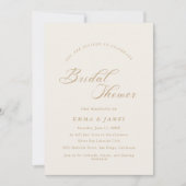 エレガントチャームアイボリー金ゴールドブライダルシャワー 招待状 (正面)