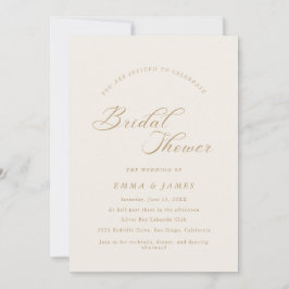 エレガントチャームアイボリー金ゴールドブライダルシャワー 招待状