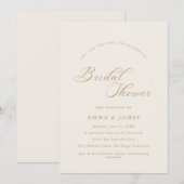 エレガントチャームアイボリー金ゴールドブライダルシャワー 招待状 (正面/裏面)