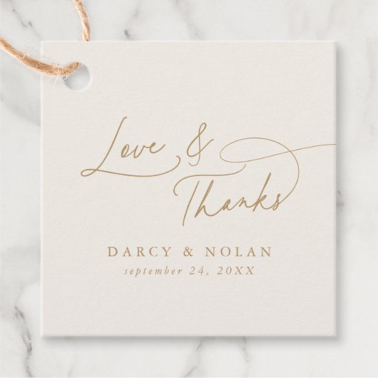 エレガントチャームアイボリー金ゴールド結婚ズサンキューラベル フェイバータグ (正面)