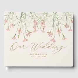 エレガントチャームクリーミーな野生結婚の花 ゲストブック