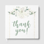 エレガントチャームグリーンワイルドフラワー結婚ズ ゲストブック (正面)