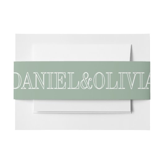 エレガントチャームグリーンワイルドフラワー結婚ズ 招待状ベリーバンド (正面例)