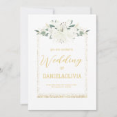 エレガントチャームグリーンワイルドフラワー結婚ズ 招待状 (正面)