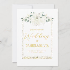 エレガントチャームグリーンワイルドフラワー結婚ズ 招待状