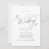 エレガントチャームグレーワイルドフラワー結婚式招待状 招待状 (正面)