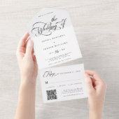 エレガントチャームス結婚クリプトの白黒 オールインワン招待状 (貼ってはがせる)