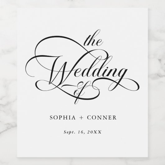 エレガントチャームス結婚クリプトの白黒 ワインラベル (シングルラベル)