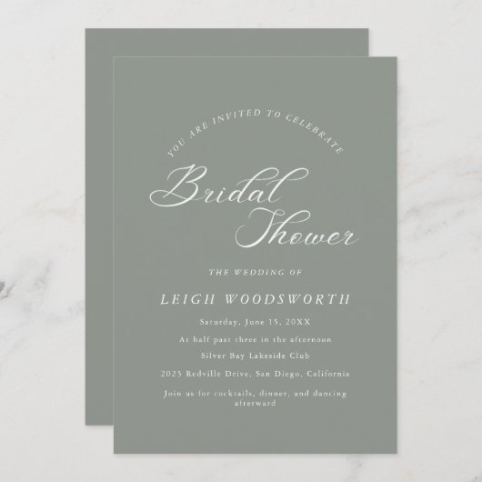 エレガントチャームダークブライダルシャワー招待状 招待状 (正面/裏面)