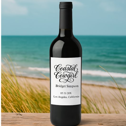 エレガントチャームバチェロレッテ沿岸女性のカーボーイ ワインラベル