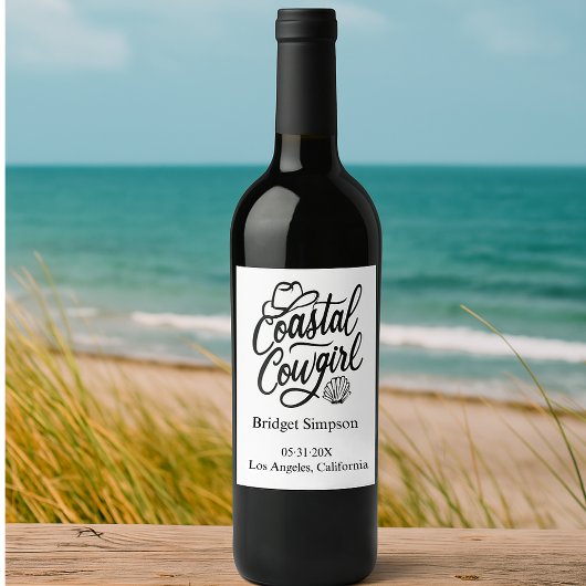 エレガントチャームバチェロレッテ沿岸女性のカーボーイ ワインラベル