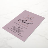 エレガントチャームピンク&バラゴールドフォイル結婚ズ 箔招待状 (回転した状態)