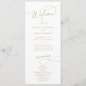 エレガントチャームフラットホワイトおよび金ゴールド結婚式 プログラム (正面)