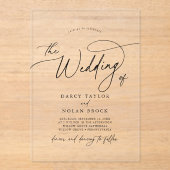 エレガントチャームブシンプルロクモダン結婚ボホ アクリル招待状 (正面)