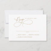 エレガントチャームホワイトおよび金ゴールドシンプルRSVPカード 出欠カード (正面)