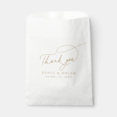 エレガントチャームホワイトおよび金ゴールド結婚式の引き出物バッグ フェイバーバッグ (正面)