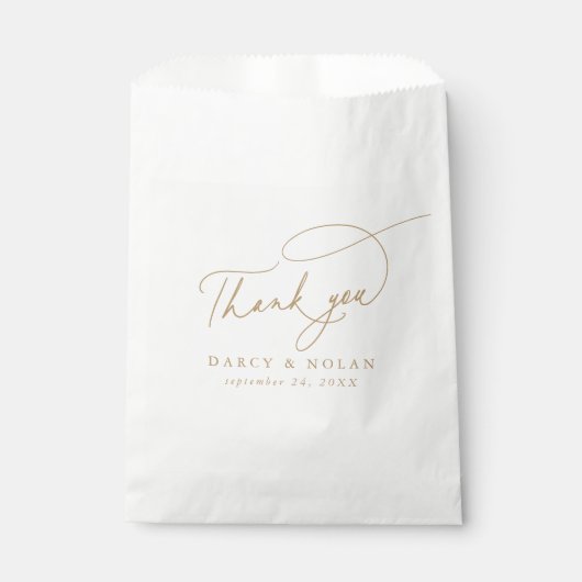 エレガントチャームホワイトおよび金ゴールド結婚式の引き出物バッグ フェイバーバッグ (正面)