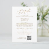 エレガントチャームホワイトと金ゴールドの結婚詳細カード エンクロージャーカード (スタンド正面)