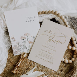 エレガントチャームモノグラムアイボリーワイルドフラワー結婚ズ 招待状